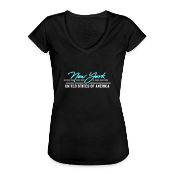 New York, New York - Frauen Vintage T-Shirt - Schwarz - Vorne - Danielle (179cm)