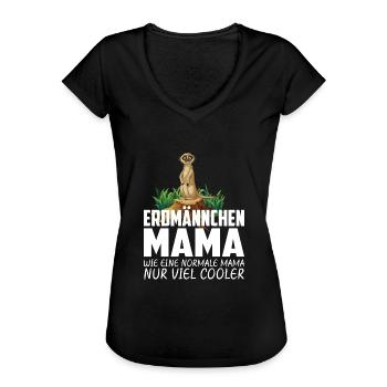ERDMÄNNCHEN MAMA - Frauen Vintage T-Shirt - Schwarz - Vorne