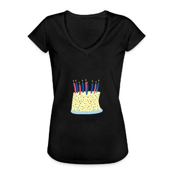 Torte - Frauen Vintage T-Shirt - Schwarz - Vorne - Danielle (179cm)