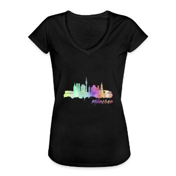 München - Frauen Vintage T-Shirt - Schwarz - Vorne - Danielle (179cm)