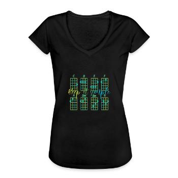 accords ukuléléens simples - T-shirt vintage Femme - noir - Devant - Danielle (179cm)