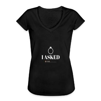 Verlobung Heiraten mutiger Mann motiv Geschenk - Frauen Vintage T-Shirt - Schwarz - Vorne - Danielle (179cm)
