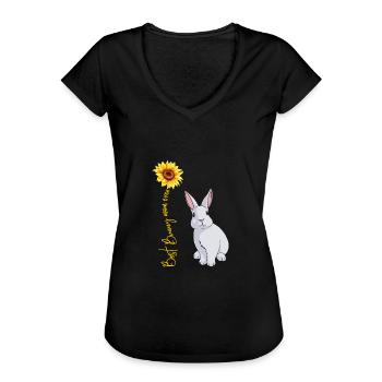 Best Bunny Mom Ever Kaninchen Mutter Hasen Spruch - Frauen Vintage T-Shirt - Schwarz - Vorne