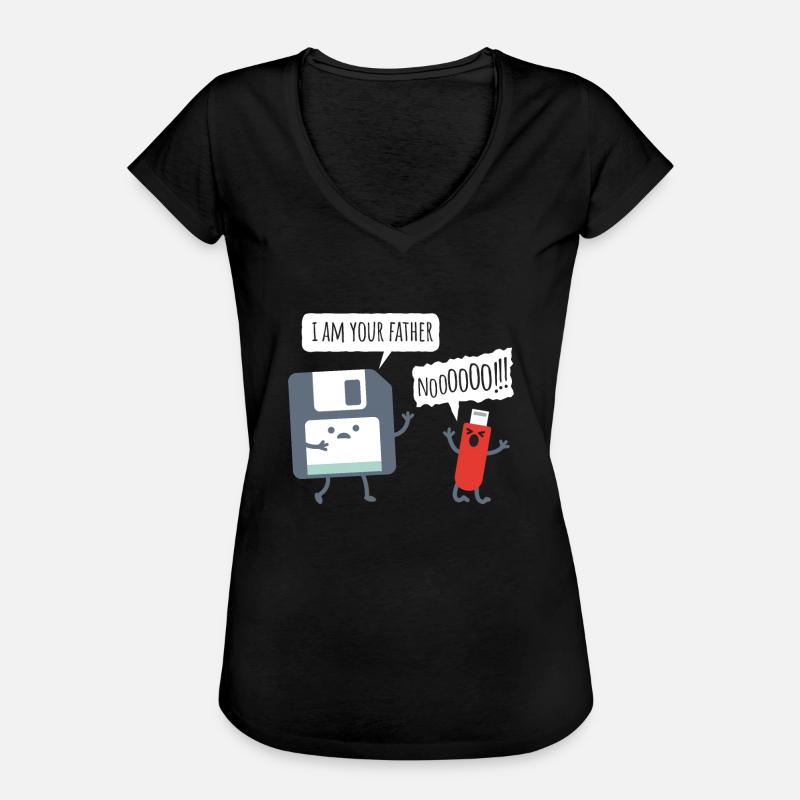 USB Floppy Disk - Nerd Geek Shirt - Women's Vintage T-Shirt - black