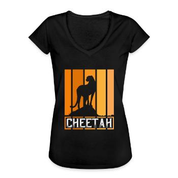 Retro Gepard - Frauen Vintage T-Shirt - Schwarz - Vorne - Danielle (179cm)