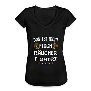 Das Ist Mein Fisch Räucher Shirt - Fisch Räuchern - Frauen Vintage T-Shirt - Schwarz - Vorne - Danielle (179cm)
