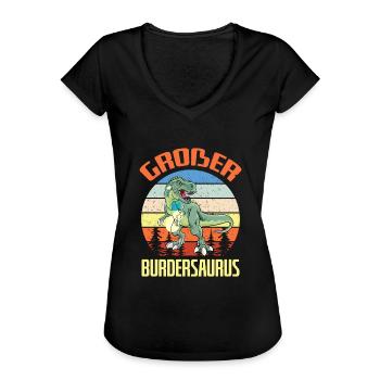 Großer Burdersaurus Dino Bruder Geschwister Spruch - Frauen Vintage T-Shirt - Schwarz - Vorne - Danielle (179cm)