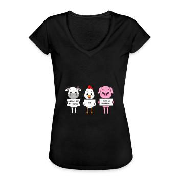 Les animaux sont mes amis Je ne mange pas d’amis - T-shirt vintage Femme - noir - Devant - Danielle (179cm)