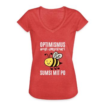 Sumsi Mit Po - Frauen Vintage T-Shirt - Rot meliert - Vorne - Danielle (179cm)