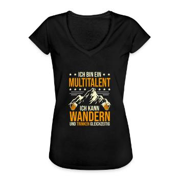 Multitalent Wandern Trinken gleichzeitig Bier - Frauen Vintage T-Shirt - Schwarz - Vorne - Danielle (179cm)