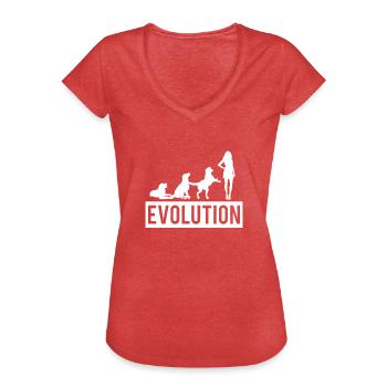 Hunde Evolution Hund Gassi Entwicklung Mensch - Frauen Vintage T-Shirt - Rot meliert - Vorne - Danielle (179cm)