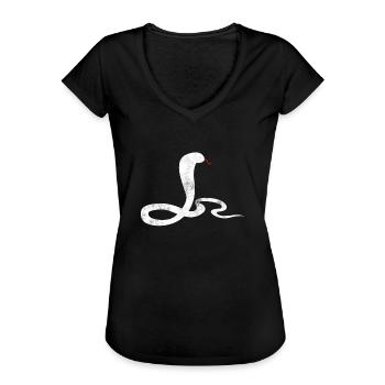Schlange Rote Zunge - Frauen Vintage T-Shirt - Schwarz - Vorne - Danielle (179cm)