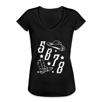 Line Dance 5 6 7 8 Country Music Cowboy Western - Frauen Vintage T-Shirt - Schwarz - Vorne - Danielle (179cm)