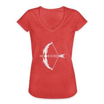 Tabeletop D20 Dice Bow And Arrow Roleplay Gift - Frauen Vintage T-Shirt - Rot meliert - Vorne - Danielle (179cm)