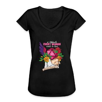 3 Words Woman Want To Hear Tabletop Advantage RPG - Women's Vintage T-Shirt - black - Front - Danielle (179cm)