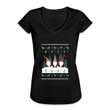 Ugly Christmas Gnomies Geschenk - Frauen Vintage T-Shirt - Schwarz - Vorne