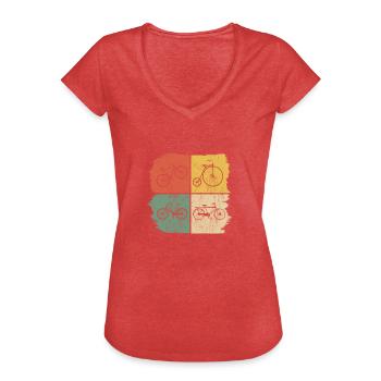 Vélo Rétro Rétro Vintage Bike - T-shirt vintage Femme - rouge chiné - Devant - Danielle (179cm)