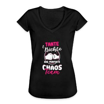 Tante Familie Nichte Sprüche Lustig Geschenk - Frauen Vintage T-Shirt - Schwarz - Vorne