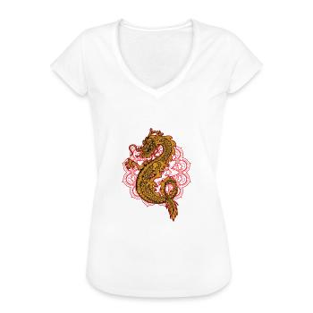 Dragon chinois - T-shirt vintage Femme - noir - Devant - Danielle (179cm)