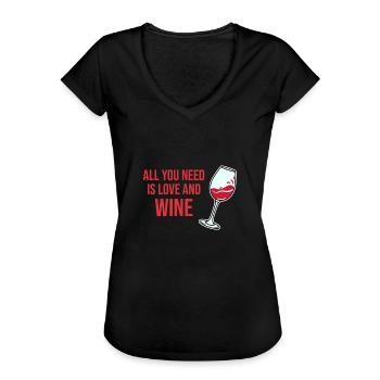 Wein - Frauen Vintage T-Shirt - Schwarz - Vorne - Danielle (179cm)
