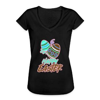 Easter Easter Happy Easter Easter Eggs - Women's Vintage T-Shirt - black - Front - Danielle (179cm)