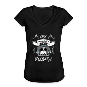 Old English Bulldoge - Frauen Vintage T-Shirt - Schwarz - Vorne - Danielle (179cm)