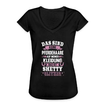 Shetty Glitzer Pferdehaare Pferd Reiter Geschenk - Frauen Vintage T-Shirt - Schwarz - Vorne - Danielle (179cm)