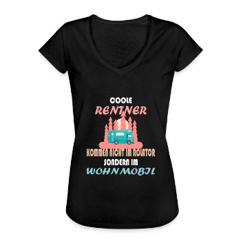 WOHNMOBIL RENTNER - Frauen Vintage T-Shirt - Schwarz - Vorne - Danielle (179cm)