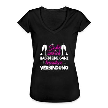 Sekt lustige Sprüche Spruch - Frauen Vintage T-Shirt - Schwarz - Vorne
