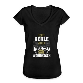 Echte Kerle Ziehen Wohnwagen Camping Camper - Frauen Vintage T-Shirt - Schwarz - Vorne - Danielle (179cm)