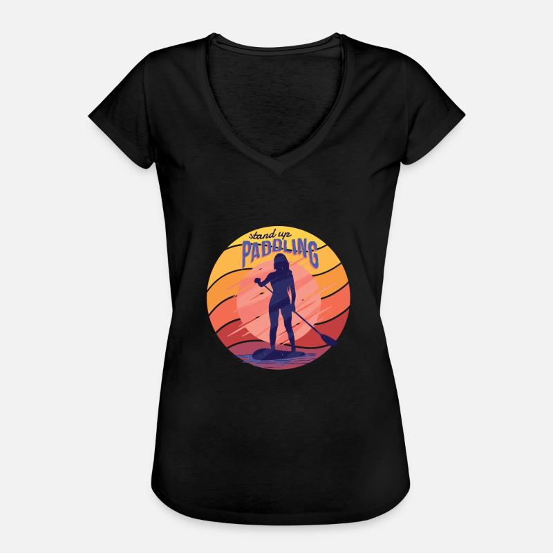 Paddle Stand Up Paddle SUP Paddle Board - Women's Vintage T-Shirt - black