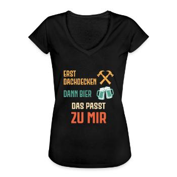 Dachdecker Handwerker Handwerk - Frauen Vintage T-Shirt - Schwarz - Vorne