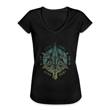Yggdrasil Weltenbaum Weltenesche Nordisch - Frauen Vintage T-Shirt - Schwarz - Vorne - Danielle (179cm)