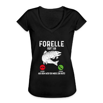 Forelle Angeln - Frauen Vintage T-Shirt - Schwarz - Vorne - Danielle (179cm)