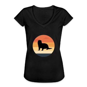 Loutres - T-shirt vintage Femme - noir - Devant - Danielle (179cm)
