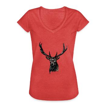 Hunting Hunter Deer Hunting Motif - Women's Vintage T-Shirt - heather red - Front - Danielle (179cm)