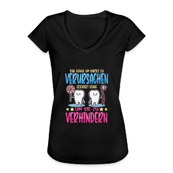 Zahnarzt Praxis Spruch Zähne Arzt Lustig Geschenk - Frauen Vintage T-Shirt - Schwarz - Vorne - Danielle (179cm)
