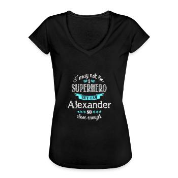 Alexander - Frauen Vintage T-Shirt - Schwarz - Vorne - Danielle (179cm)