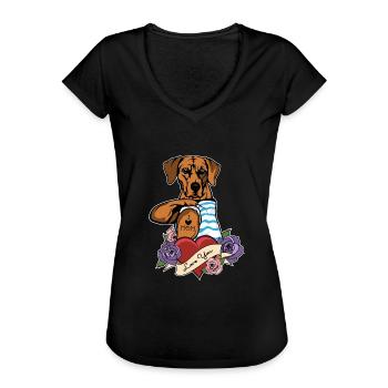 I Love Mom Tattoo I Rhodesian Ridgeback Mom - Frauen Vintage T-Shirt - Schwarz - Vorne - Danielle (179cm)