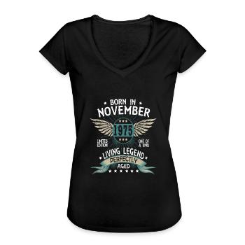 Né en novembre 1975 - T-shirt vintage Femme - noir - Devant
