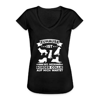 Border Collie - Frauen Vintage T-Shirt - Schwarz - Vorne - Danielle (179cm)