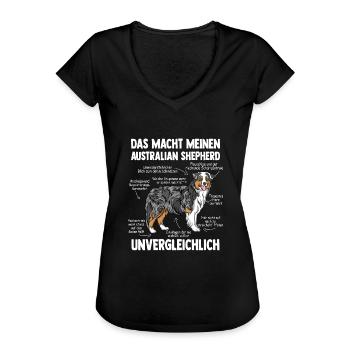 Australian Shepherd Aussie - Frauen Vintage T-Shirt - Schwarz - Vorne - Danielle (179cm)
