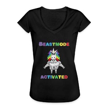 Einhorn Bodybuilder Beastmode Gym - Frauen Vintage T-Shirt - Schwarz - Vorne