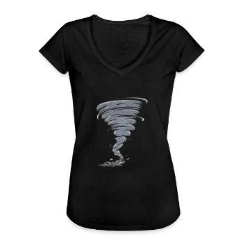 Sturmjäger Unwetterliebhaber Tornado - Frauen Vintage T-Shirt - Schwarz - Vorne - Danielle (179cm)
