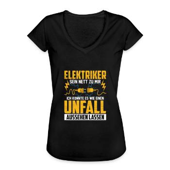 Elektriker sein nett zu mir Elektro - Frauen Vintage T-Shirt - Schwarz - Vorne - Danielle (179cm)