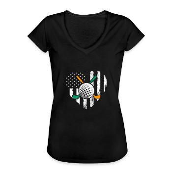 Irish American Flag Golfer St. Paddy - Women's Vintage T-Shirt - black - Front - Danielle (179cm)
