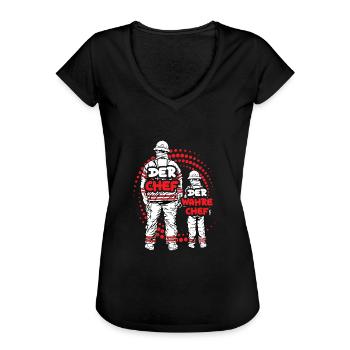 Feuerwehr Vater Sohn Partnerlook - Frauen Vintage T-Shirt - Schwarz - Vorne