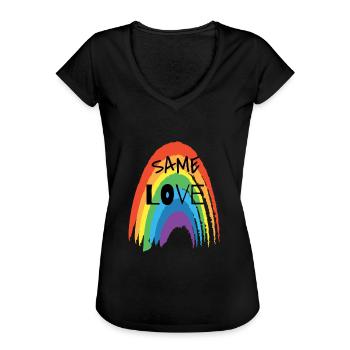 SAME LOVE - Frauen Vintage T-Shirt - Schwarz - Vorne - Danielle (179cm)