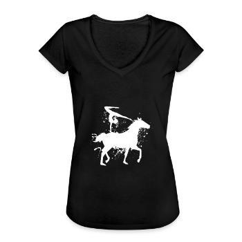 Mädchen Voltigieren Volti - Frauen Vintage T-Shirt - Schwarz - Vorne - Danielle (179cm)