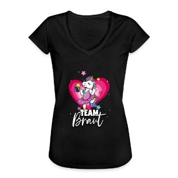 Team Braut Einhorn Junggesellinnenabschied - Frauen Vintage T-Shirt - Schwarz - Vorne - Danielle (179cm)